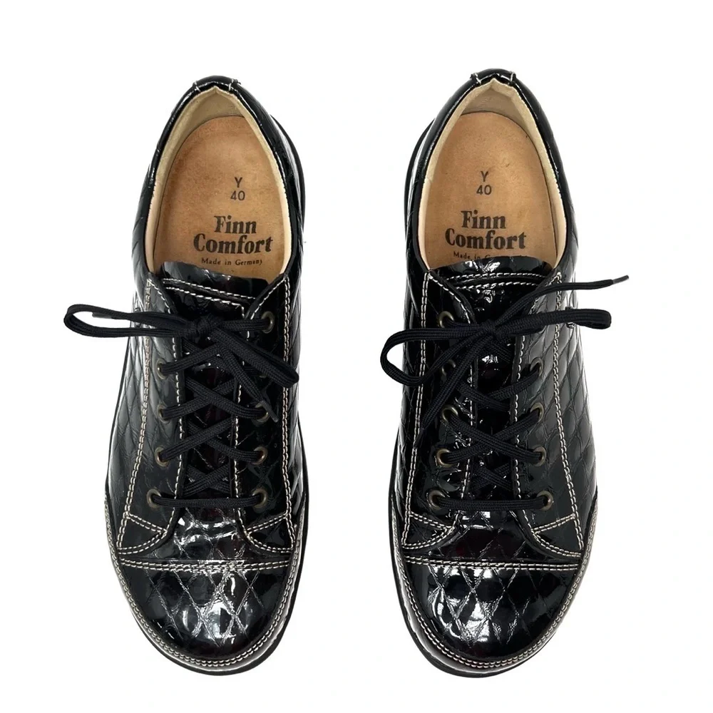 Finn Comfort Shoes Women’s Soho Sneaker Euro Size 40 = US 9-9.5 Black Patent EUC